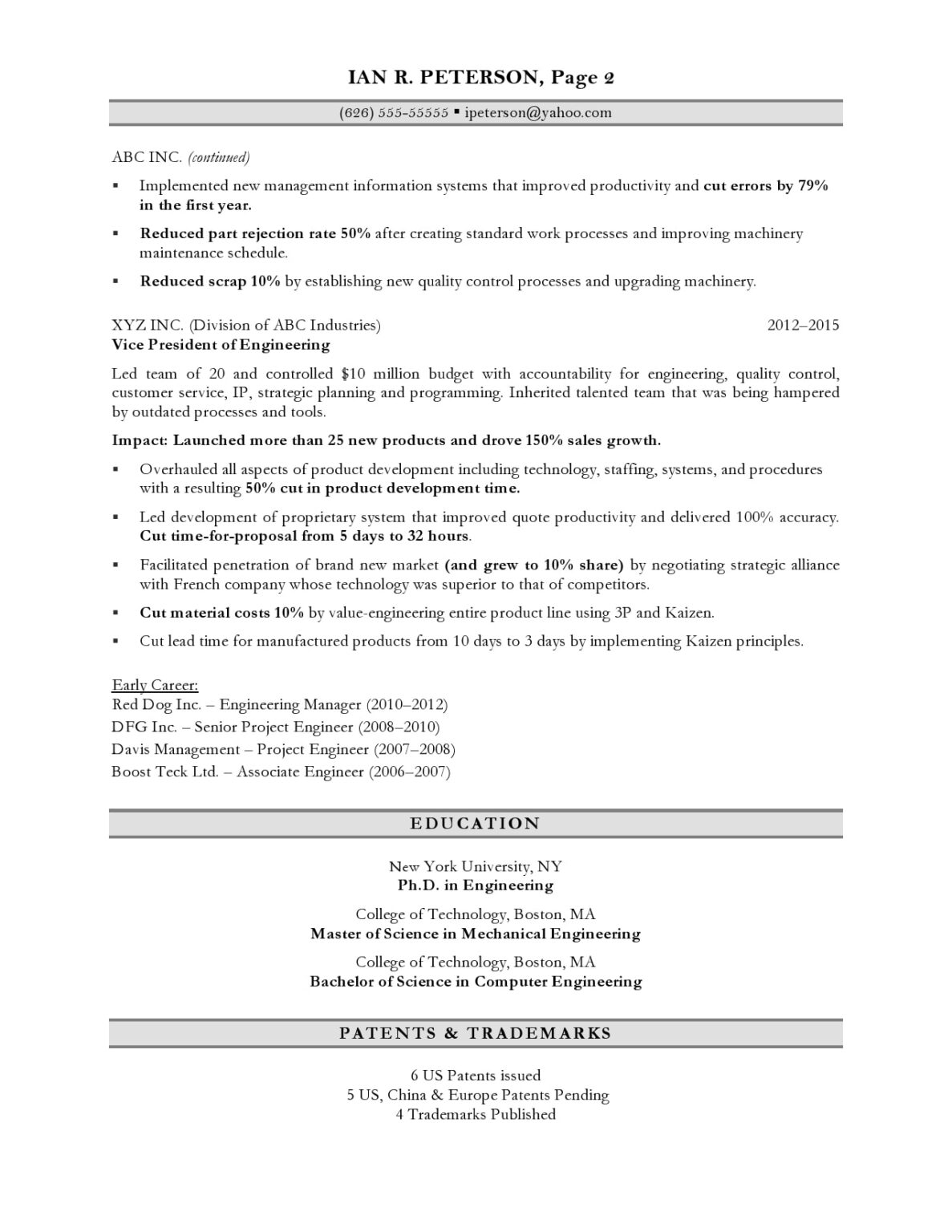 Chief Technology Officer - Resume Sample | Blue Sky Resumes