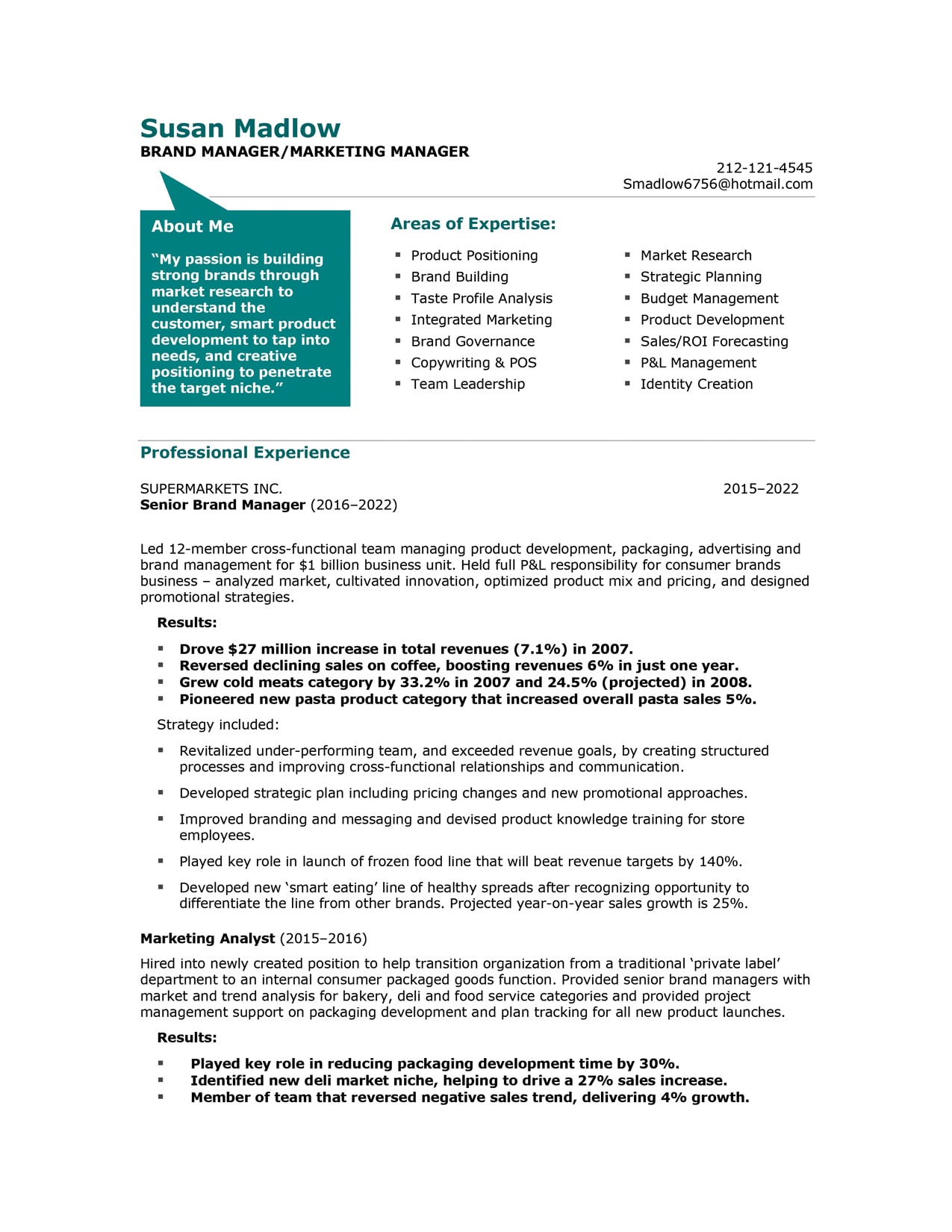 Marketing Manager Resume Sample Blue Sky Resumes